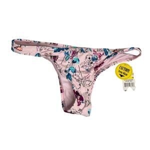 Bikini Lab NWT Teeny Bikini Bottom M Pink Blue Floral Tropical Low Rise Swim